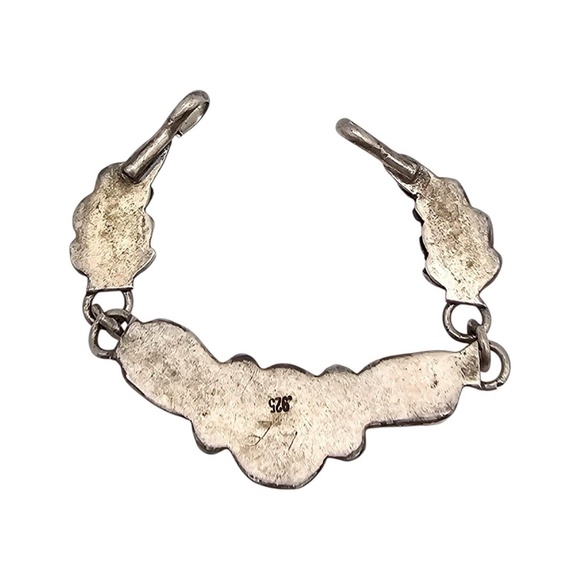 Vintage Navajo Coral Turquoise Sterling Leaf Pendant - Picture 3 of 4